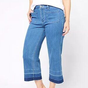 NWOT Susan Graver Petite Wide Leg Crop Jean with Released Hem